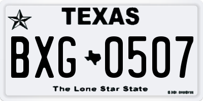 TX license plate BXG0507