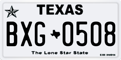 TX license plate BXG0508