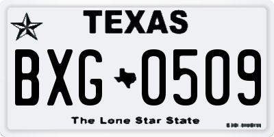 TX license plate BXG0509