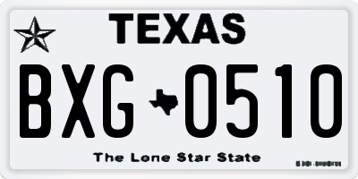 TX license plate BXG0510