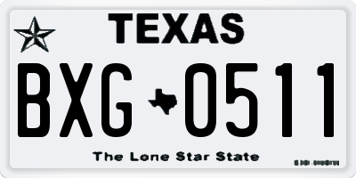TX license plate BXG0511