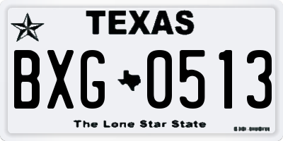 TX license plate BXG0513