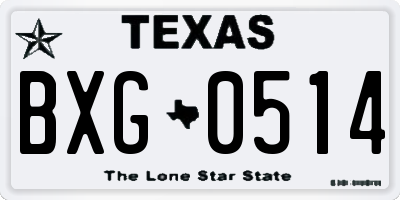 TX license plate BXG0514
