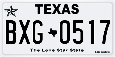 TX license plate BXG0517