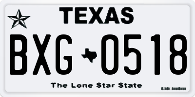TX license plate BXG0518