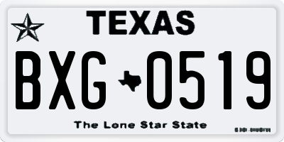 TX license plate BXG0519