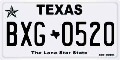 TX license plate BXG0520