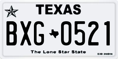 TX license plate BXG0521