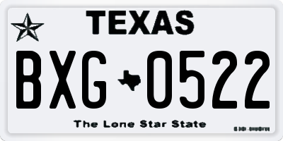 TX license plate BXG0522