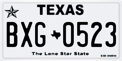 TX license plate BXG0523