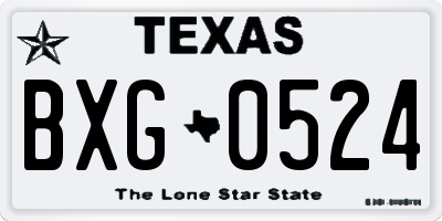 TX license plate BXG0524
