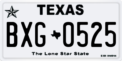 TX license plate BXG0525
