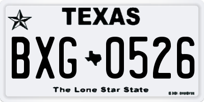 TX license plate BXG0526