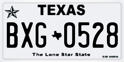 TX license plate BXG0528