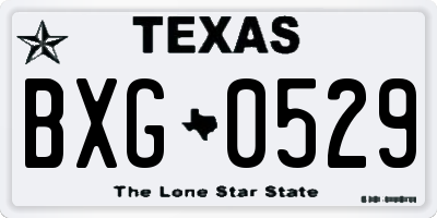 TX license plate BXG0529