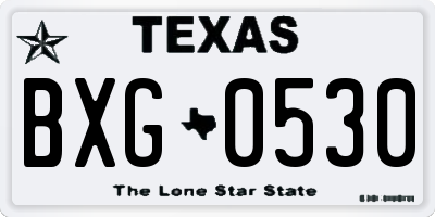 TX license plate BXG0530