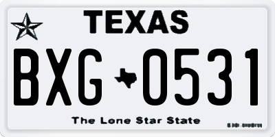 TX license plate BXG0531