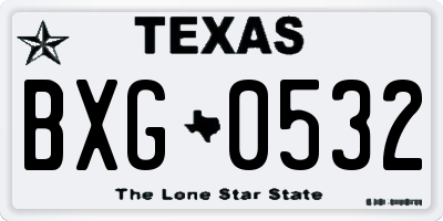 TX license plate BXG0532