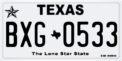 TX license plate BXG0533