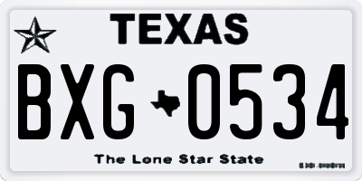 TX license plate BXG0534