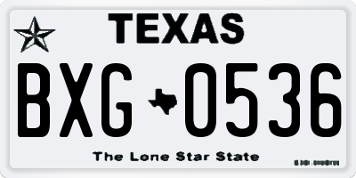 TX license plate BXG0536
