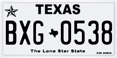 TX license plate BXG0538