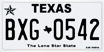 TX license plate BXG0542