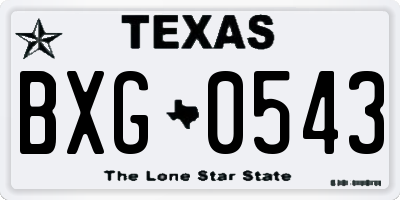 TX license plate BXG0543