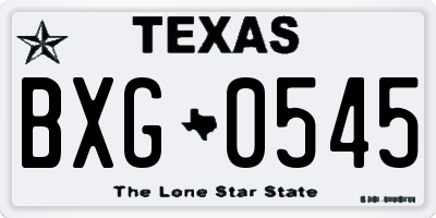 TX license plate BXG0545