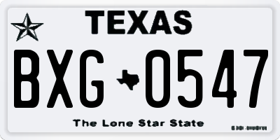 TX license plate BXG0547