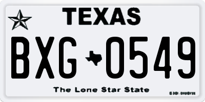 TX license plate BXG0549