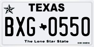 TX license plate BXG0550