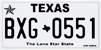 TX license plate BXG0551