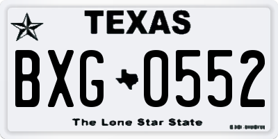 TX license plate BXG0552