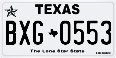 TX license plate BXG0553
