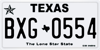 TX license plate BXG0554