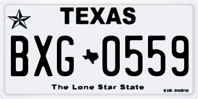 TX license plate BXG0559