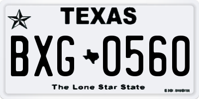 TX license plate BXG0560
