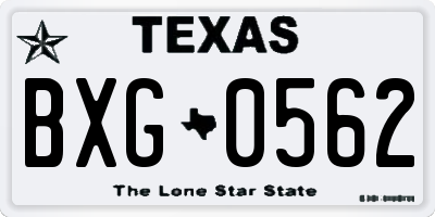 TX license plate BXG0562