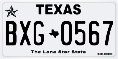 TX license plate BXG0567