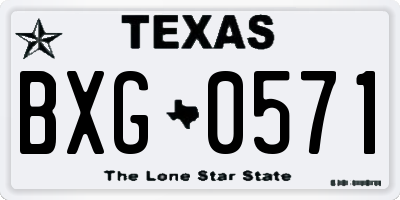 TX license plate BXG0571