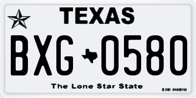 TX license plate BXG0580