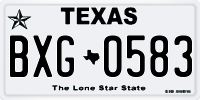 TX license plate BXG0583