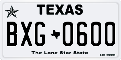 TX license plate BXG0600