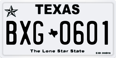 TX license plate BXG0601