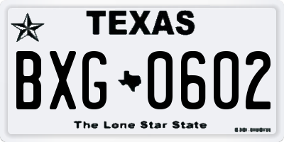 TX license plate BXG0602