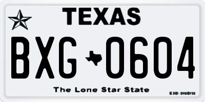 TX license plate BXG0604