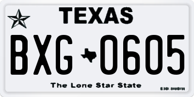 TX license plate BXG0605