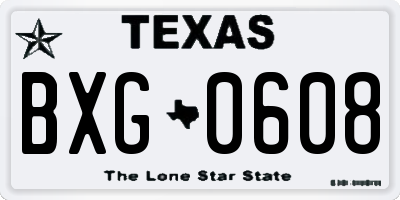 TX license plate BXG0608