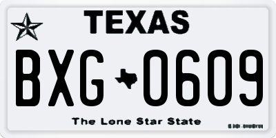 TX license plate BXG0609